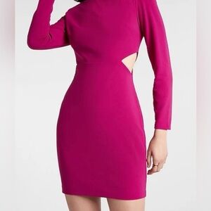 Express Fuchsia Long-Sleeve Cutout Sheath Dress Size XS